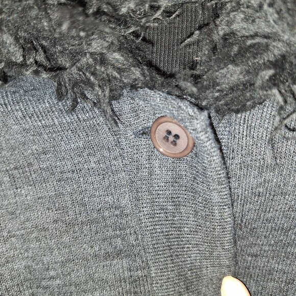 Made in Italy Very long dark grey sweater coat with hoody and faux fur trims - Picture 16 of 16